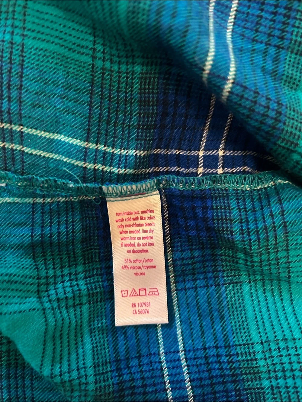 Justice Teal and Blue Plaid Button-Down Shirt
